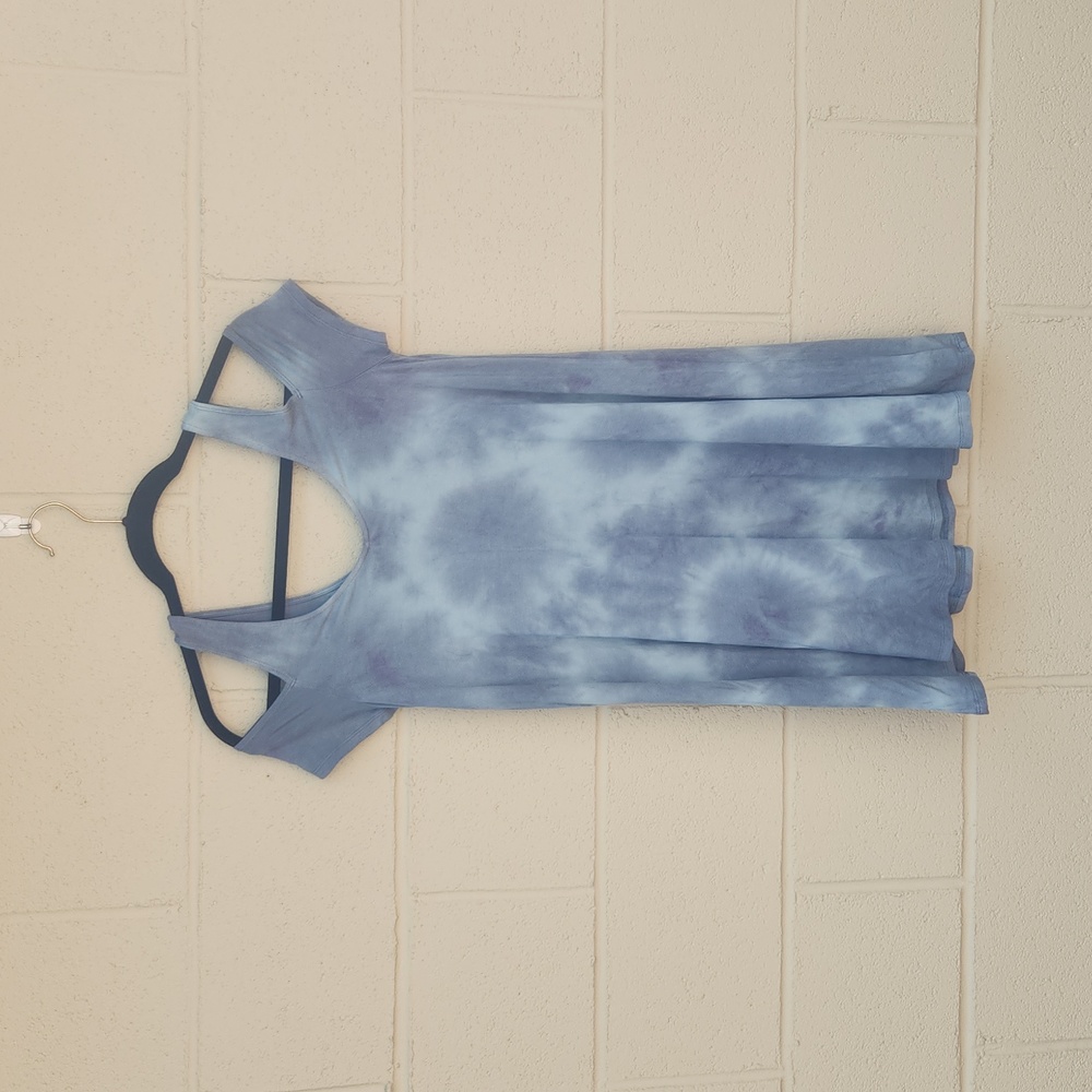 American Eagle Cold Shoulder Off the Shoulder Blue/Grey Dress- size XS